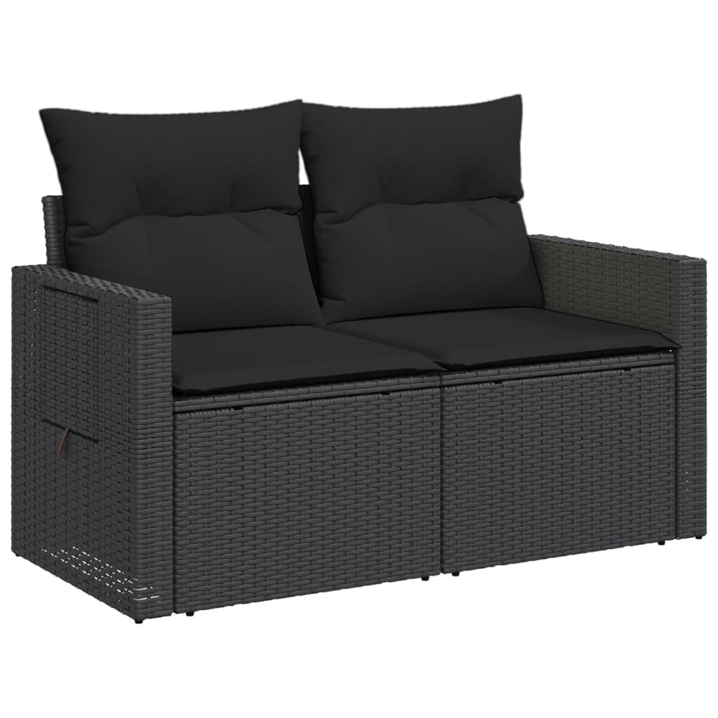 Tuinbank 2-zits met kussens poly rattan zwart is nu te koop bij PeponiXL, paradijselijk wonen!