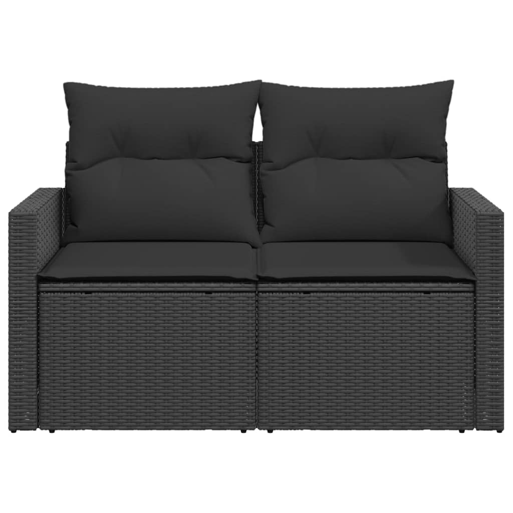 Tuinbank 2-zits met kussens poly rattan zwart is nu te koop bij PeponiXL, paradijselijk wonen!