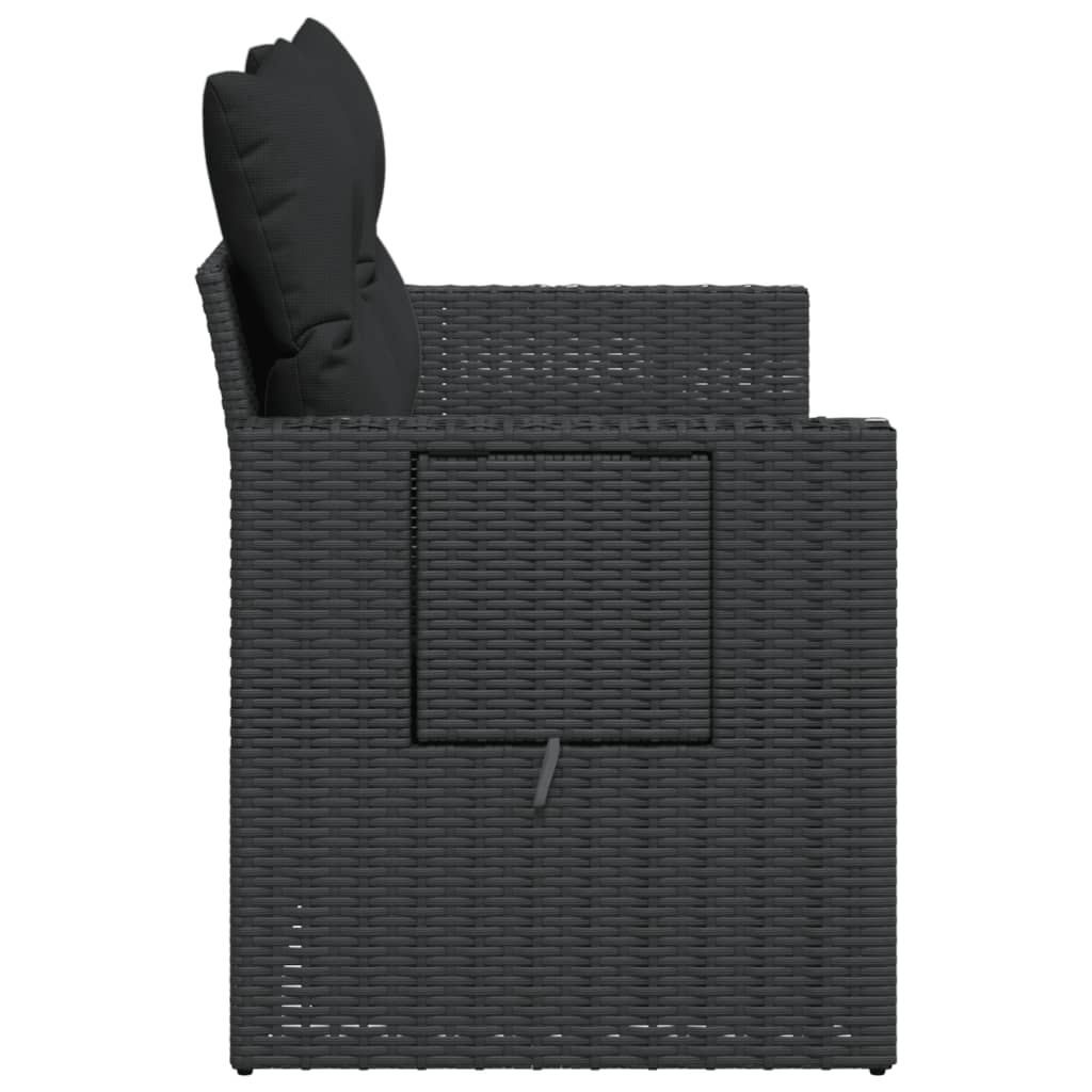 Tuinbank 2-zits met kussens poly rattan zwart is nu te koop bij PeponiXL, paradijselijk wonen!