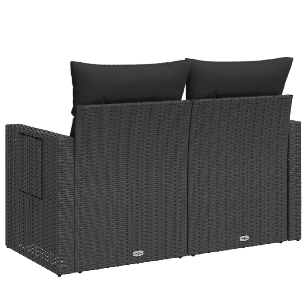 Tuinbank 2-zits met kussens poly rattan zwart is nu te koop bij PeponiXL, paradijselijk wonen!