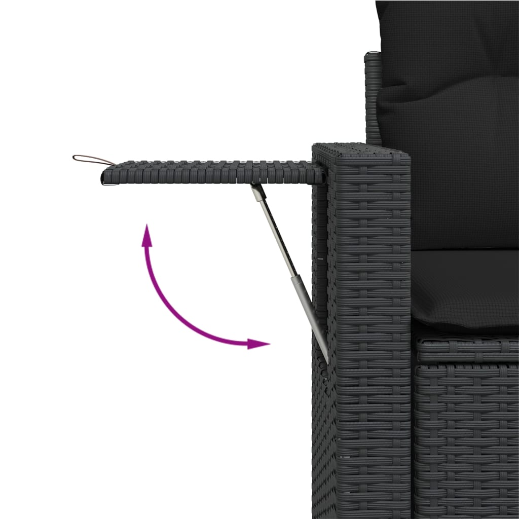 Tuinbank 2-zits met kussens poly rattan zwart is nu te koop bij PeponiXL, paradijselijk wonen!