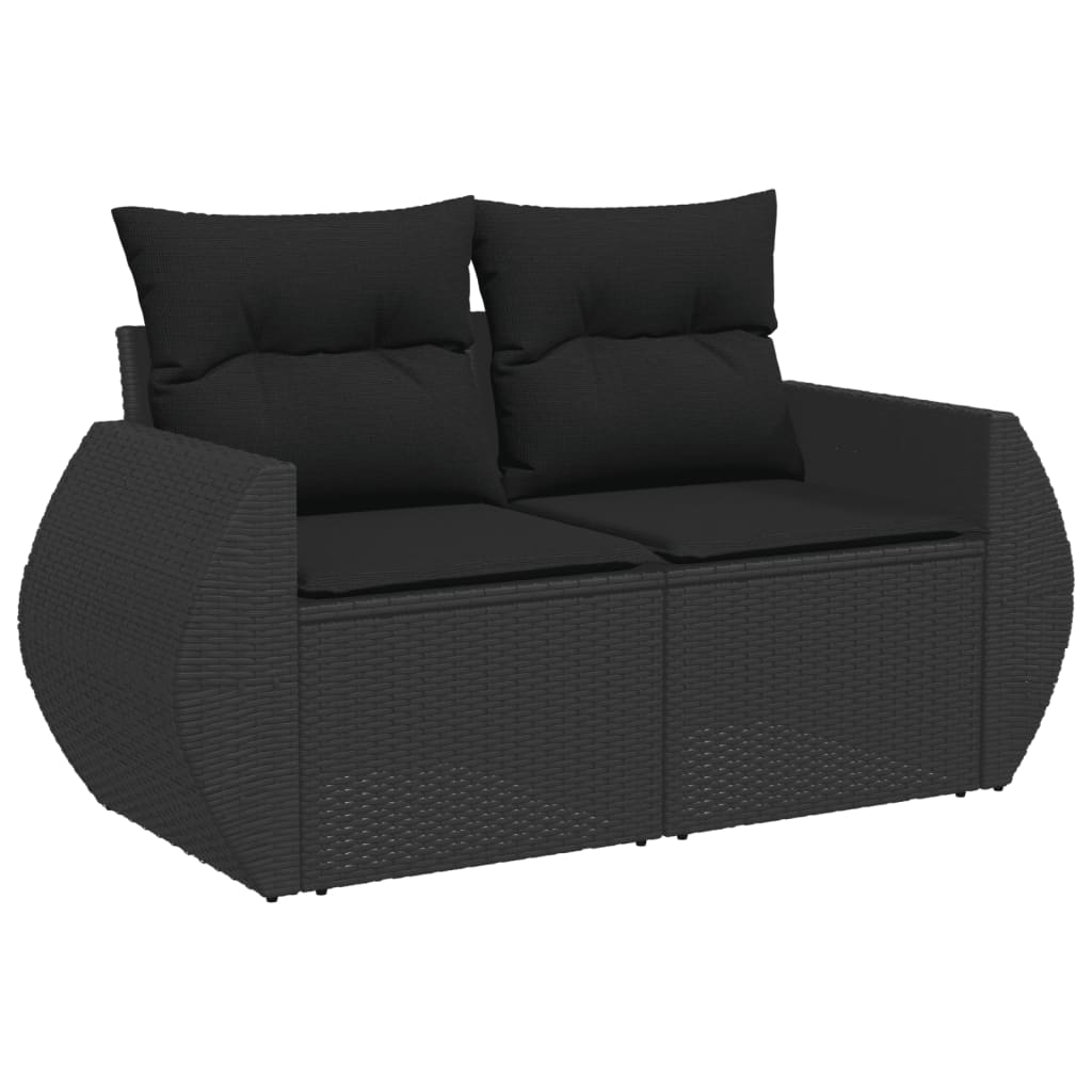 Tuinbank 2-zits met kussens poly rattan zwart is nu te koop bij PeponiXL, paradijselijk wonen!