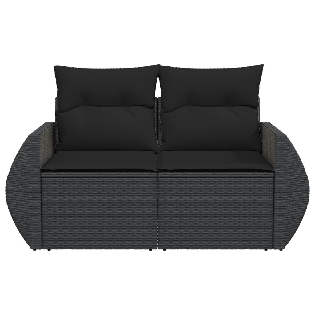 Tuinbank 2-zits met kussens poly rattan zwart is nu te koop bij PeponiXL, paradijselijk wonen!