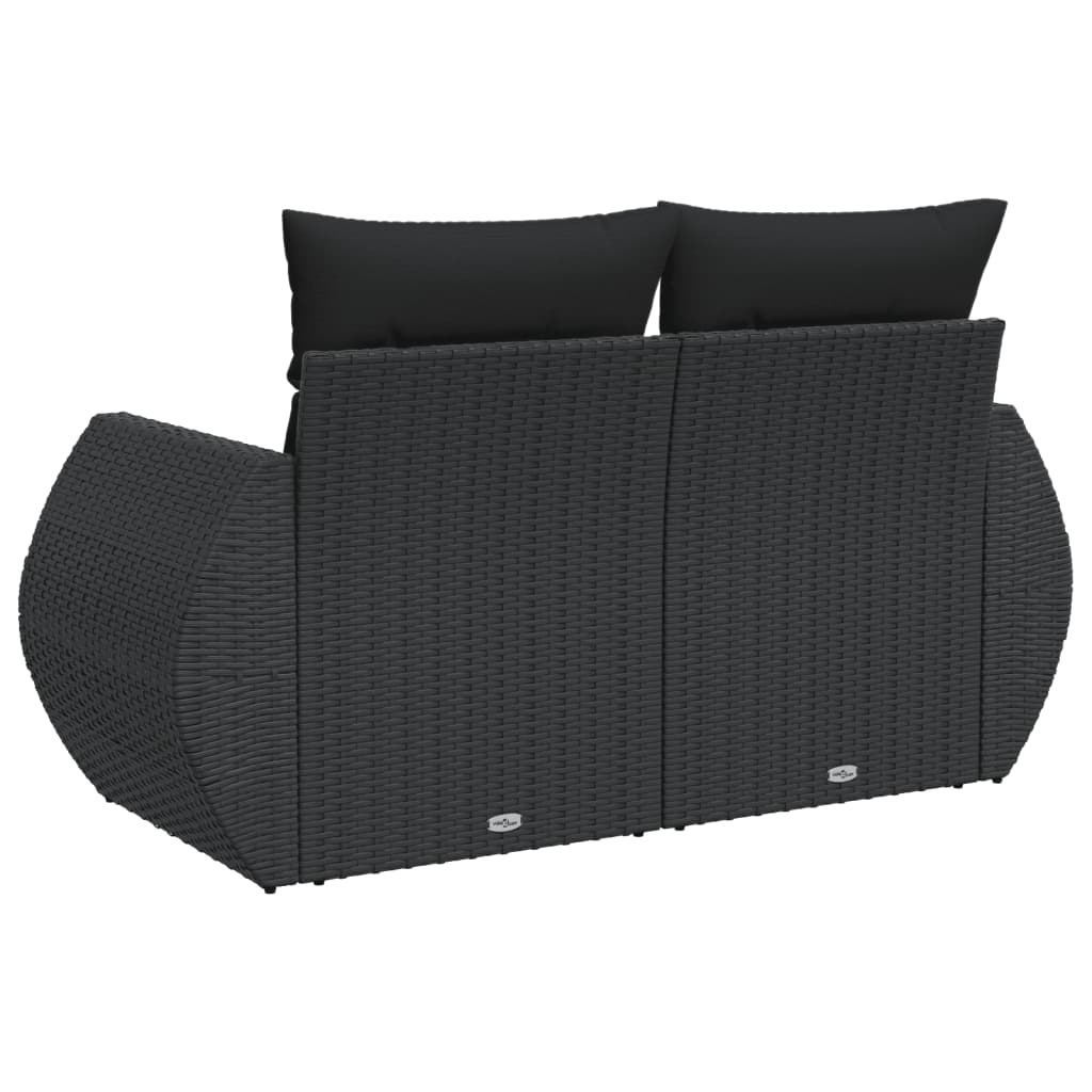 Tuinbank 2-zits met kussens poly rattan zwart is nu te koop bij PeponiXL, paradijselijk wonen!