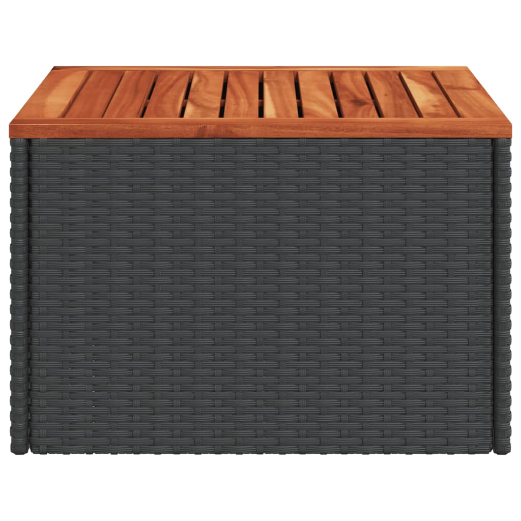 Tuintafel zwart 55x55x37 cm poly rattan en acaciahout is nu te koop bij PeponiXL, paradijselijk wonen!