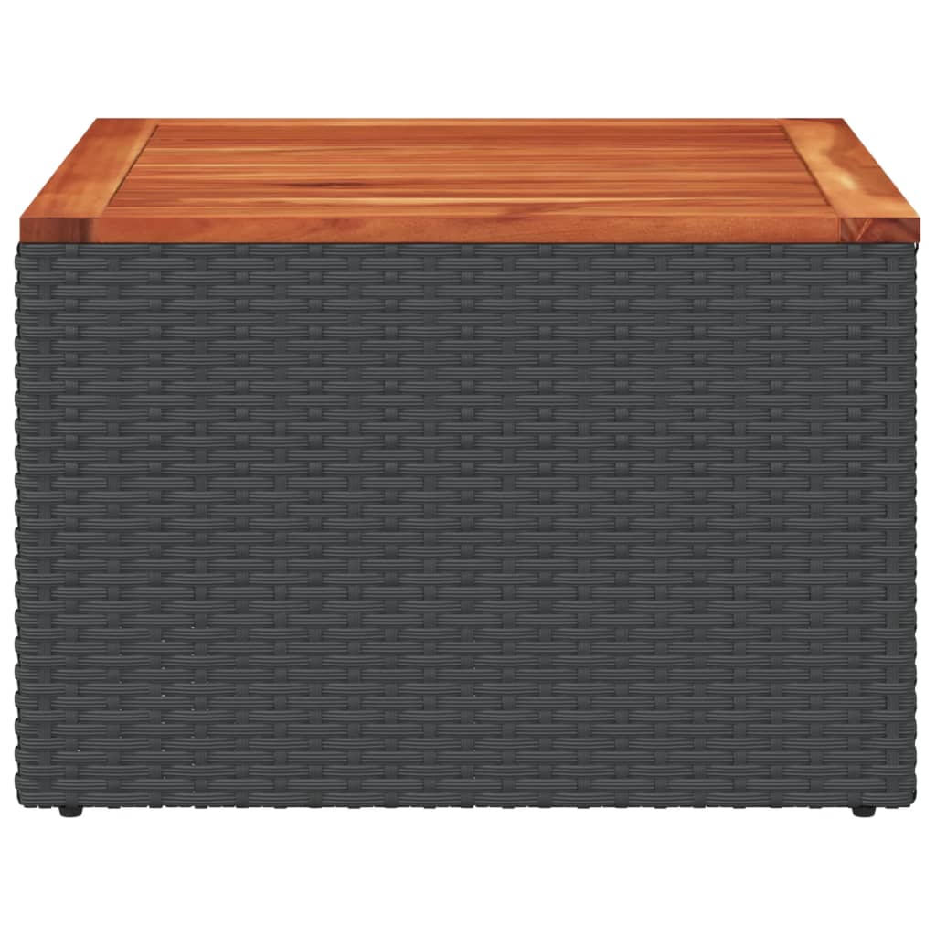 Tuintafel zwart 55x55x37 cm poly rattan en acaciahout is nu te koop bij PeponiXL, paradijselijk wonen!