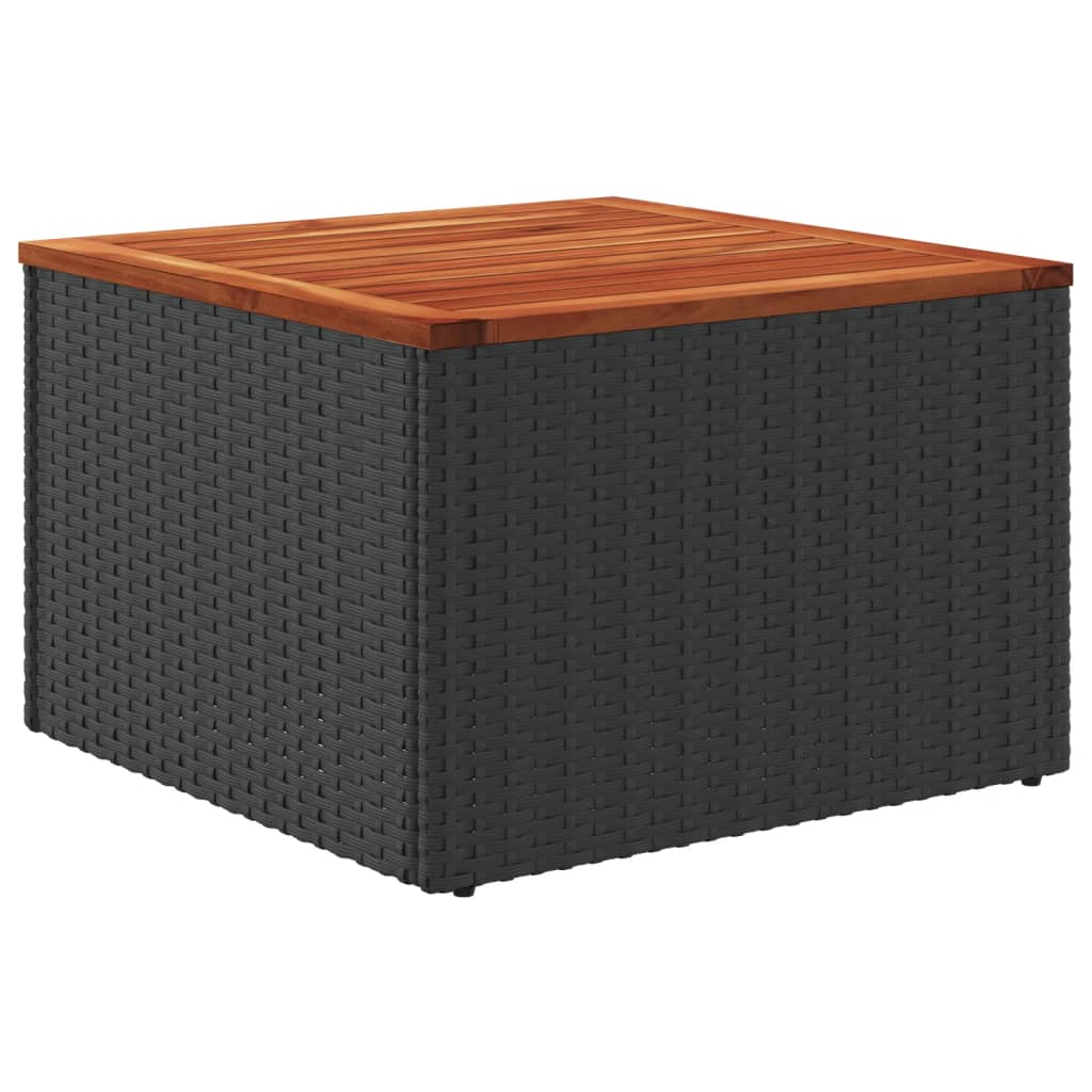 Tuintafel zwart 55x55x37 cm poly rattan en acaciahout is nu te koop bij PeponiXL, paradijselijk wonen!