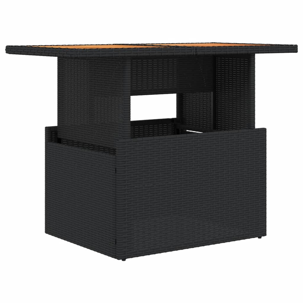 Tuintafel 100x55x73 cm poly rattan en acaciahout zwart is nu te koop bij PeponiXL, paradijselijk wonen!