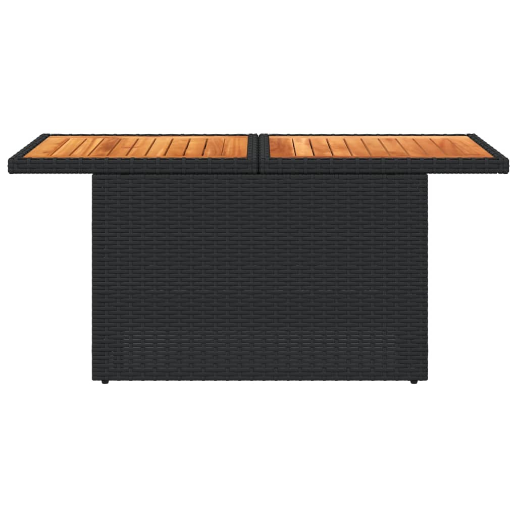 Tuintafel 100x55x73 cm poly rattan en acaciahout zwart is nu te koop bij PeponiXL, paradijselijk wonen!