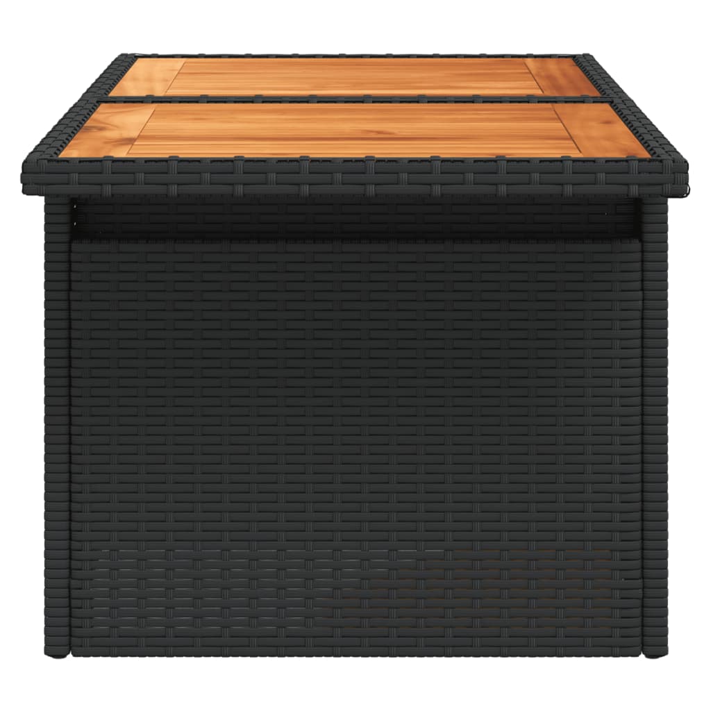 Tuintafel 100x55x73 cm poly rattan en acaciahout zwart is nu te koop bij PeponiXL, paradijselijk wonen!