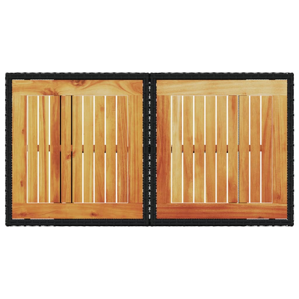 Tuintafel 100x55x73 cm poly rattan en acaciahout zwart is nu te koop bij PeponiXL, paradijselijk wonen!