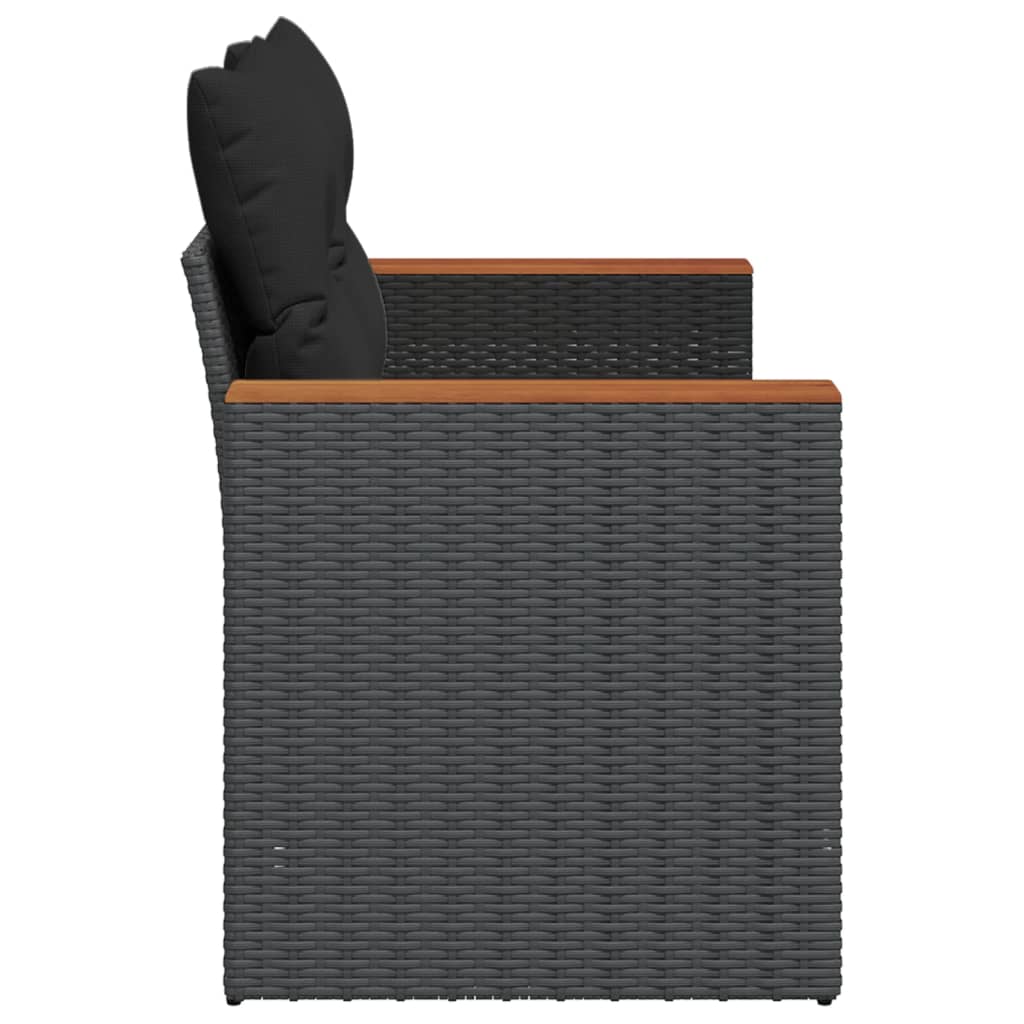 Tuinbank met kussens 2-zits zwart poly rattan is nu te koop bij PeponiXL, paradijselijk wonen!