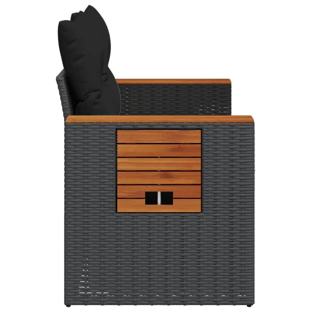 Tuinbank 2-zits met kussens poly rattan zwart is nu te koop bij PeponiXL, paradijselijk wonen!