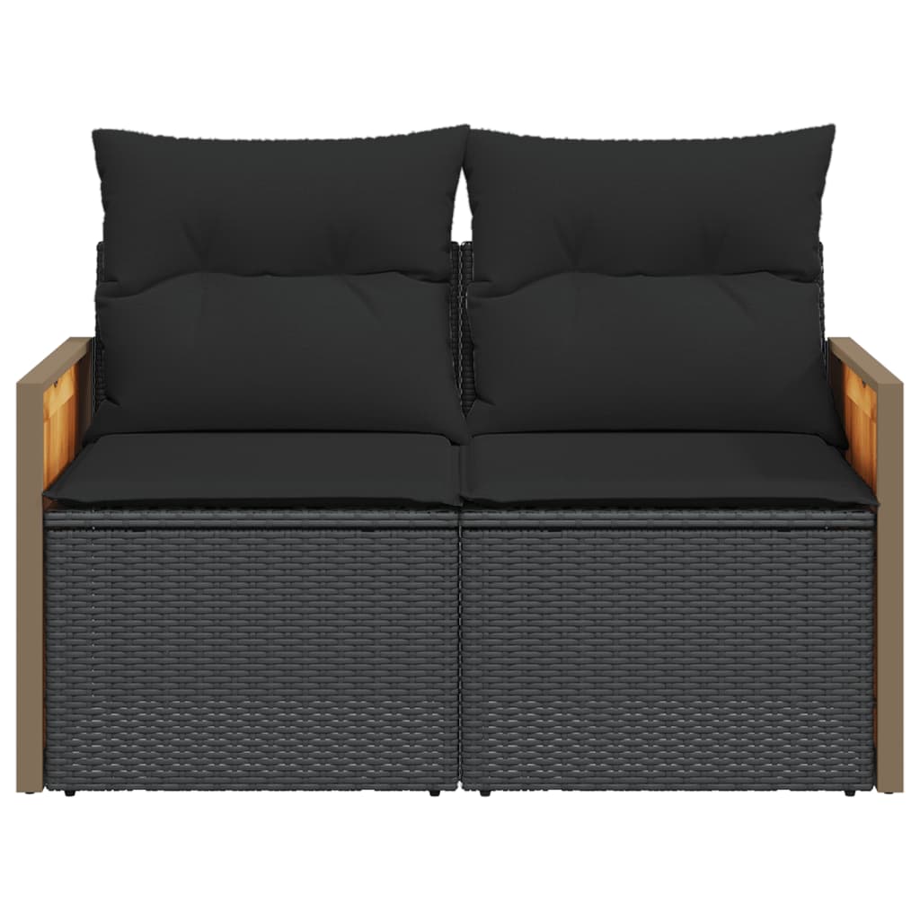 Tuinbank 2-zits met kussens poly rattan zwart is nu te koop bij PeponiXL, paradijselijk wonen!