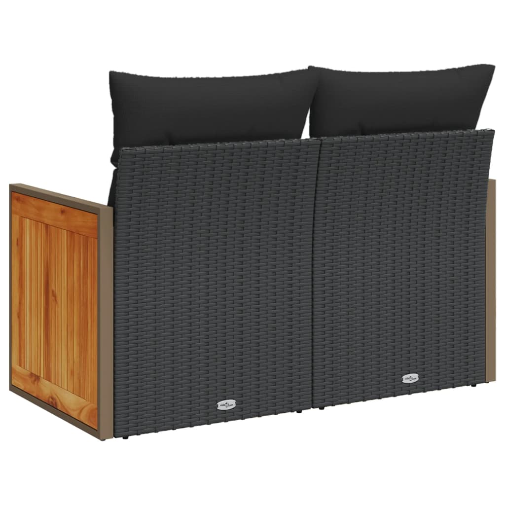 Tuinbank 2-zits met kussens poly rattan zwart is nu te koop bij PeponiXL, paradijselijk wonen!
