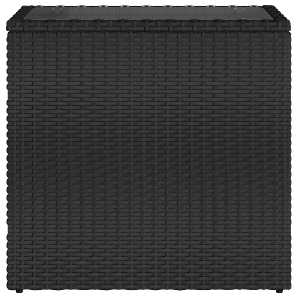 Tuinbijzettafel met glazen blad 58x27,5x55 cm poly rattan zwart is nu te koop bij PeponiXL, paradijselijk wonen!