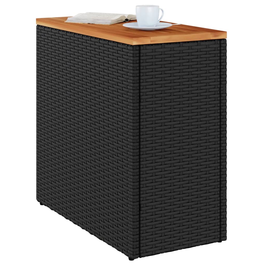 Tuintafel met houten blad zwart 58x27,5x55 cm poly rattan is nu te koop bij PeponiXL, paradijselijk wonen!