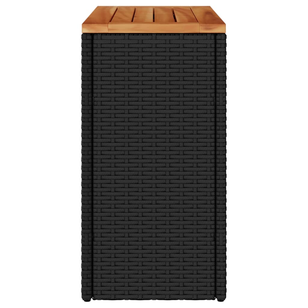 Tuintafel met houten blad zwart 58x27,5x55 cm poly rattan is nu te koop bij PeponiXL, paradijselijk wonen!
