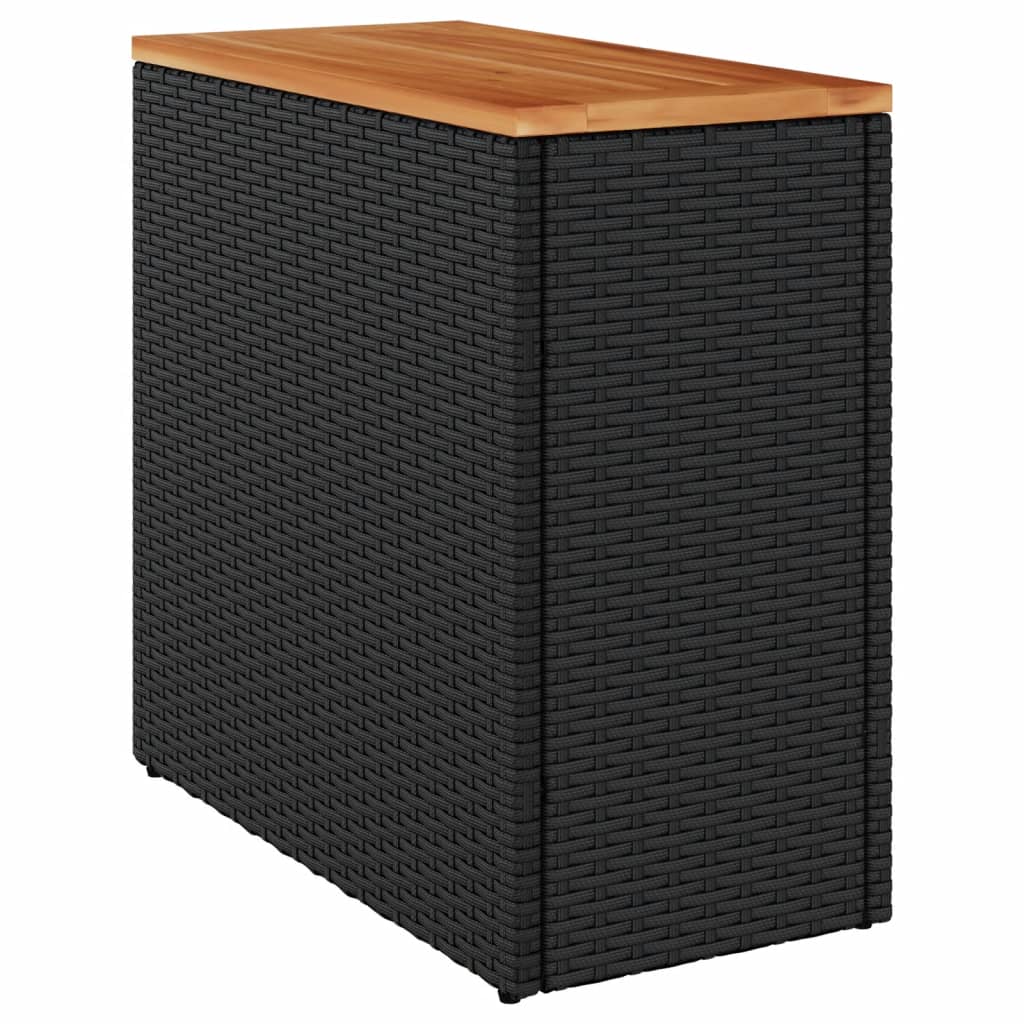 Tuintafel met houten blad zwart 58x27,5x55 cm poly rattan is nu te koop bij PeponiXL, paradijselijk wonen!