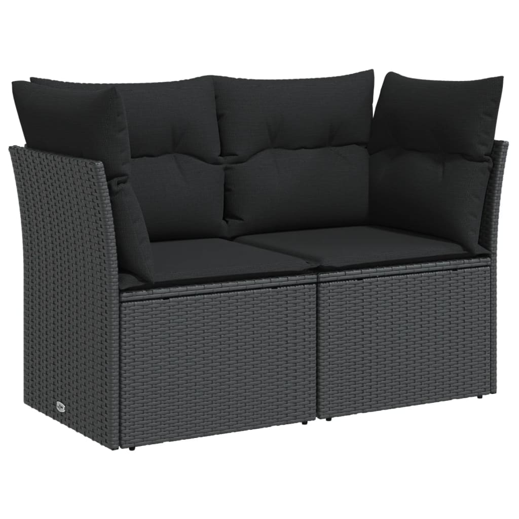 Tuinbank met kussens 2-zits zwart poly rattan is nu te koop bij PeponiXL, paradijselijk wonen!