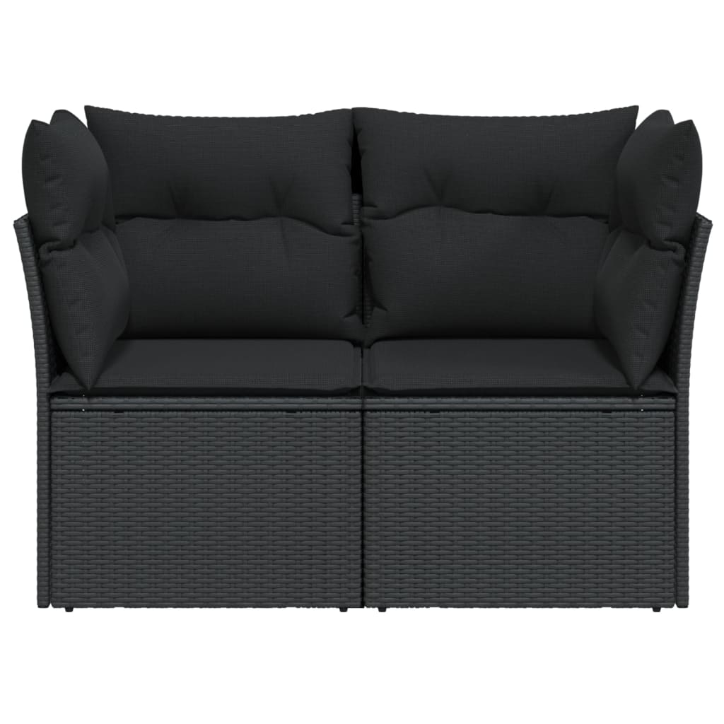 Tuinbank met kussens 2-zits zwart poly rattan is nu te koop bij PeponiXL, paradijselijk wonen!