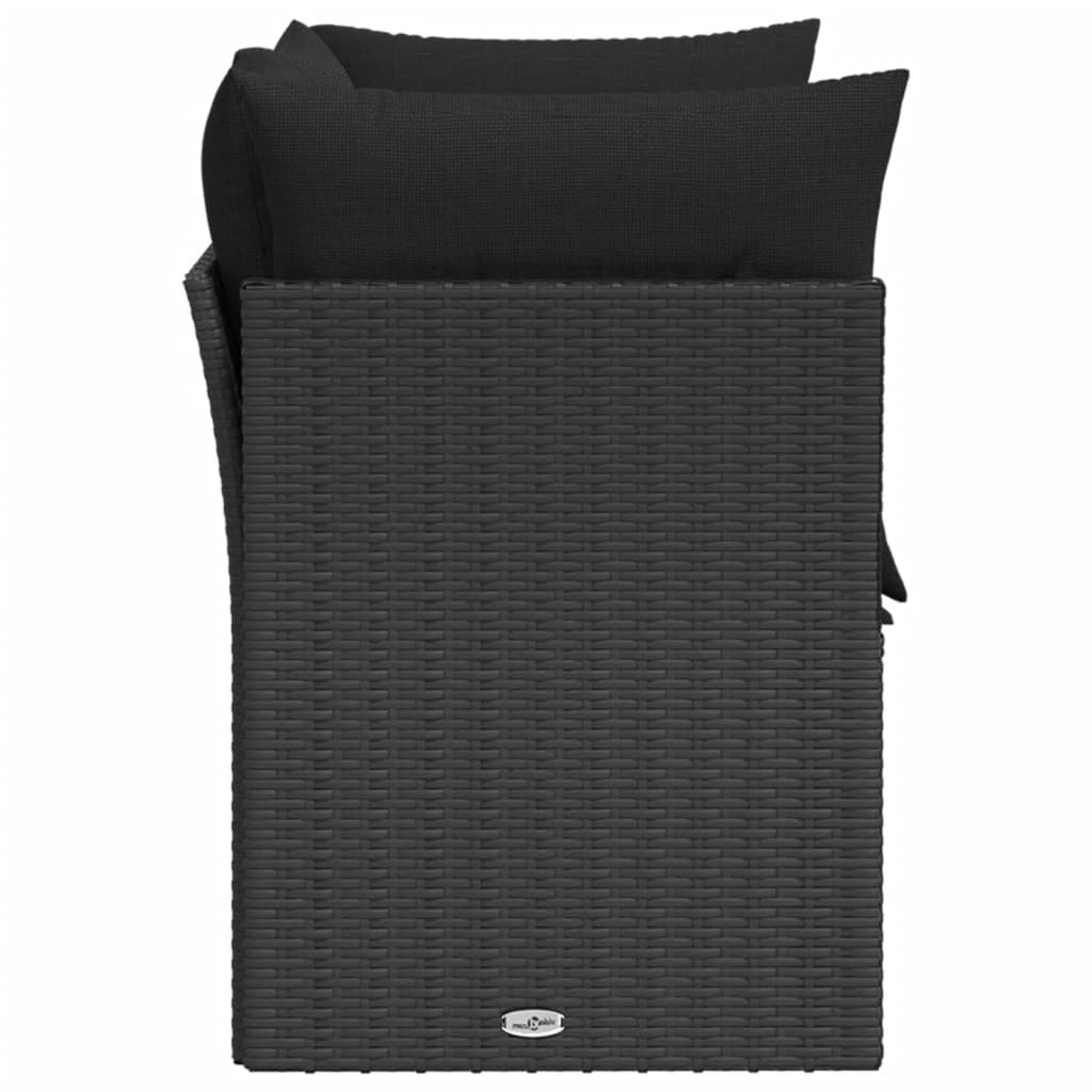 Tuinbank met kussens 2-zits zwart poly rattan is nu te koop bij PeponiXL, paradijselijk wonen!