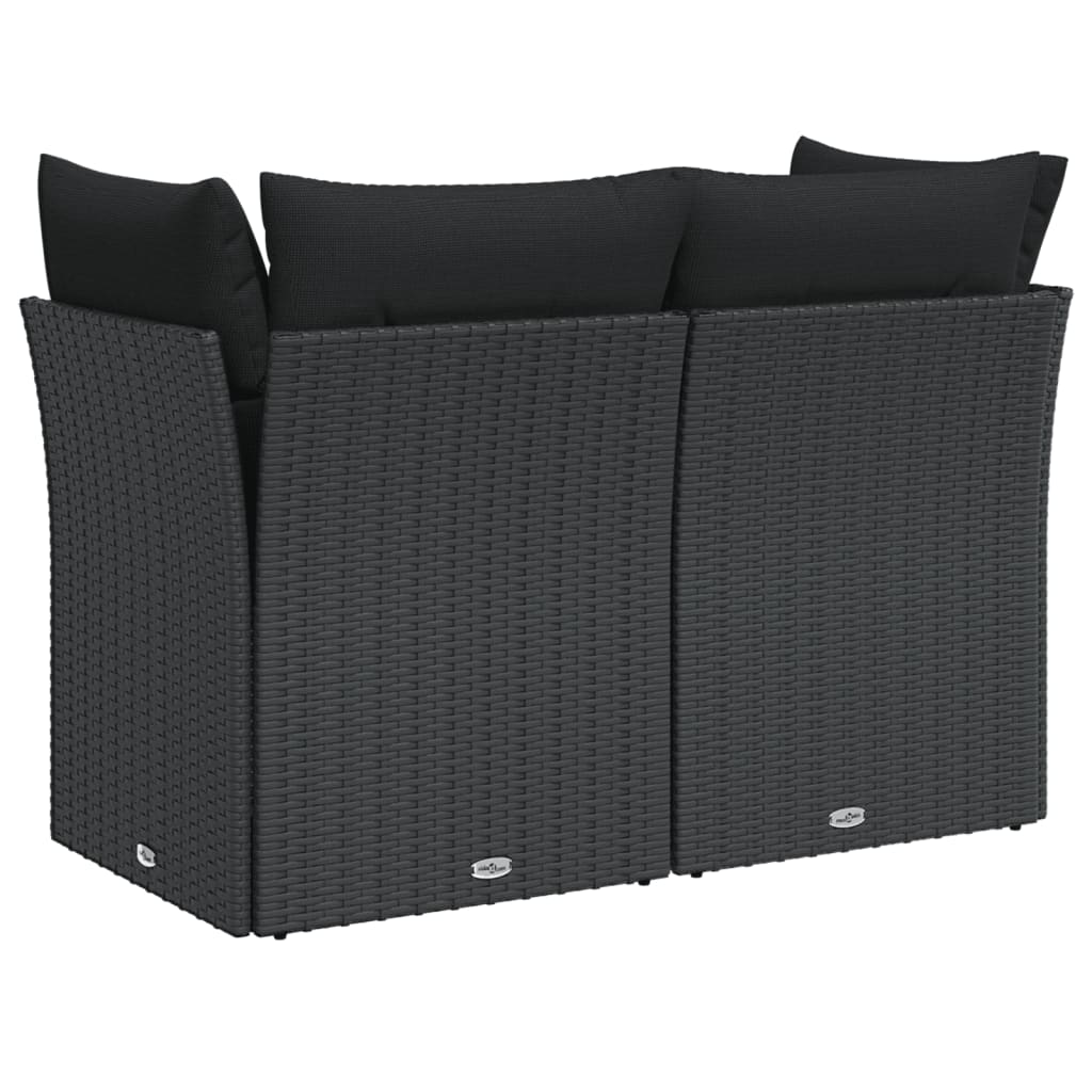Tuinbank met kussens 2-zits zwart poly rattan is nu te koop bij PeponiXL, paradijselijk wonen!