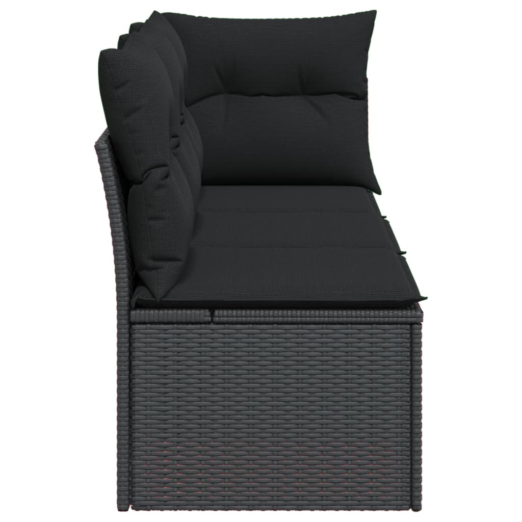 Tuinbank met kussens 3-zits zwart poly rattan is nu te koop bij PeponiXL, paradijselijk wonen!