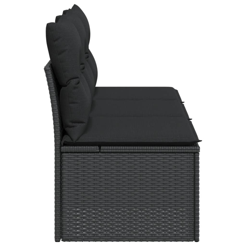 Tuinbank met kussens 3-zits zwart poly rattan is nu te koop bij PeponiXL, paradijselijk wonen!