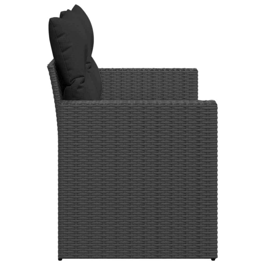 Tuinbank met kussens 2-zits zwart poly rattan is nu te koop bij PeponiXL, paradijselijk wonen!