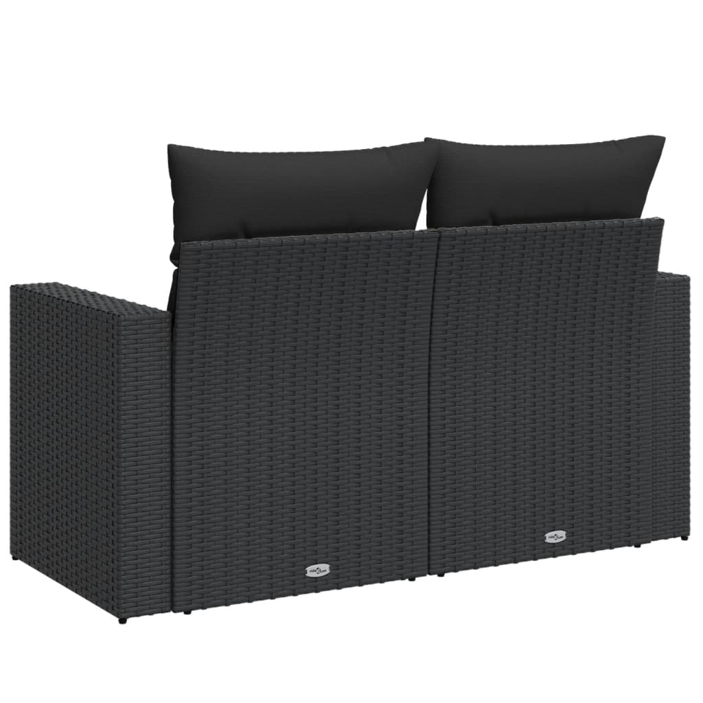 Tuinbank met kussens 2-zits zwart poly rattan is nu te koop bij PeponiXL, paradijselijk wonen!
