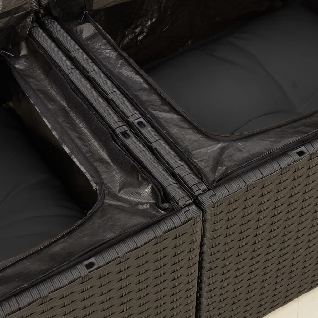 Tuinbank met kussens 2-zits zwart poly rattan is nu te koop bij PeponiXL, paradijselijk wonen!