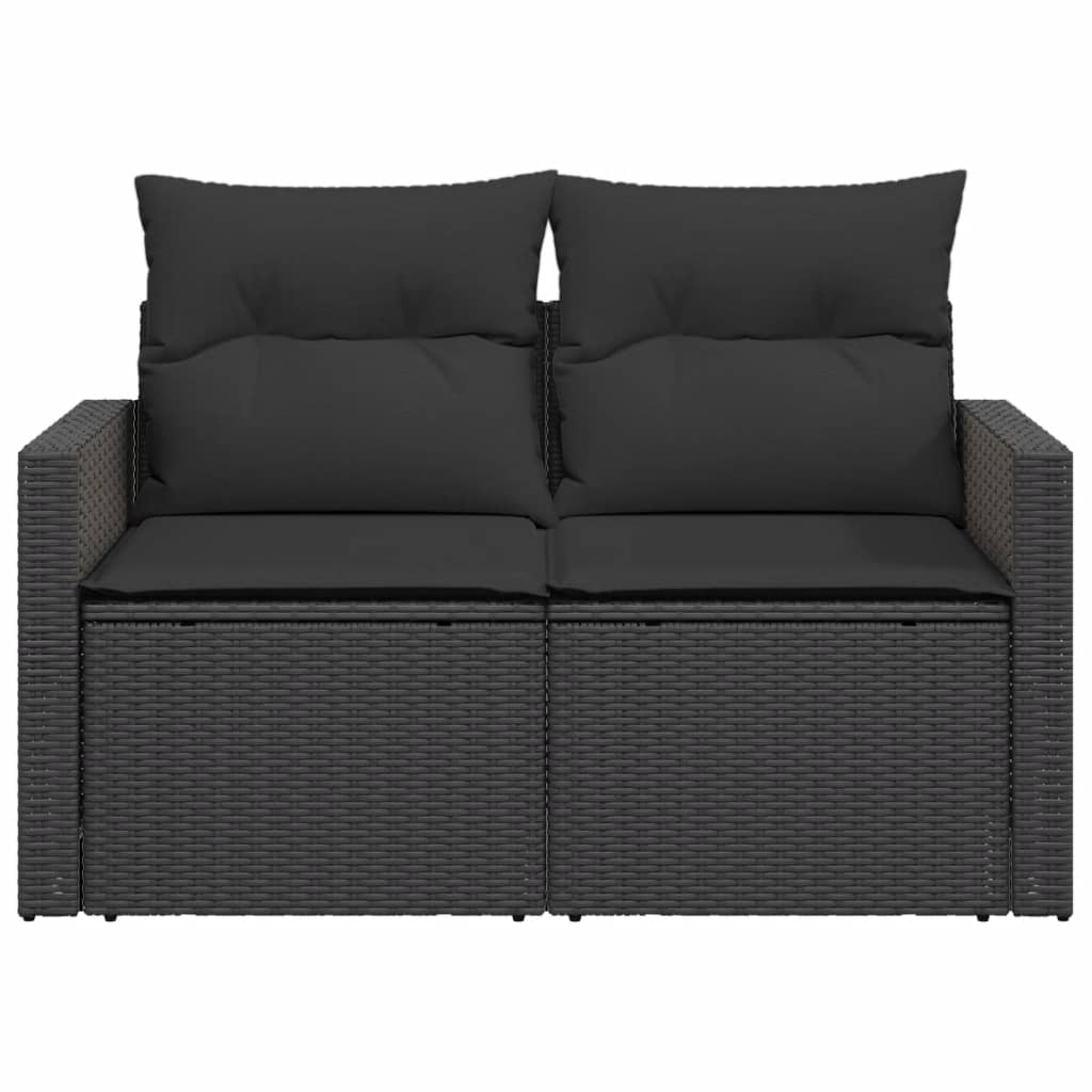 Tuinbank 2-zits met kussens poly rattan zwart is nu te koop bij PeponiXL, paradijselijk wonen!