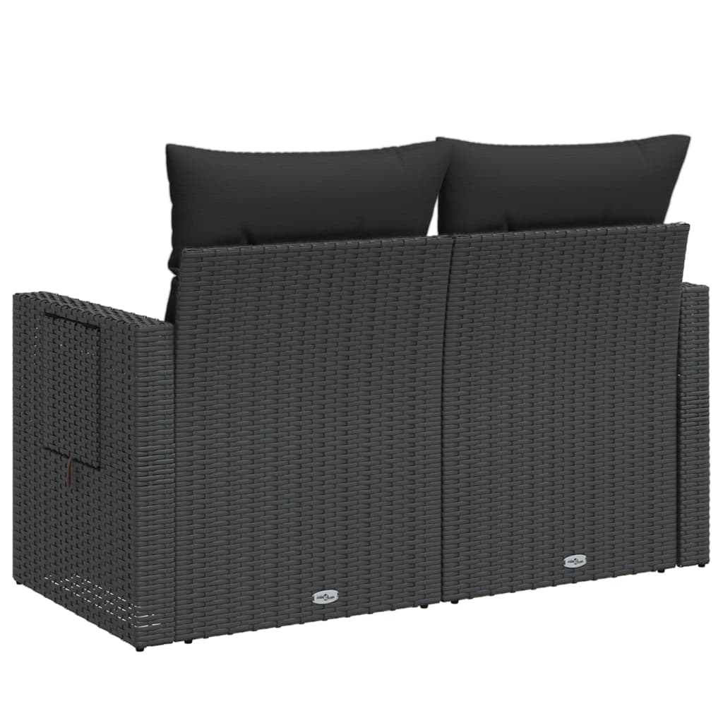 Tuinbank 2-zits met kussens poly rattan zwart is nu te koop bij PeponiXL, paradijselijk wonen!