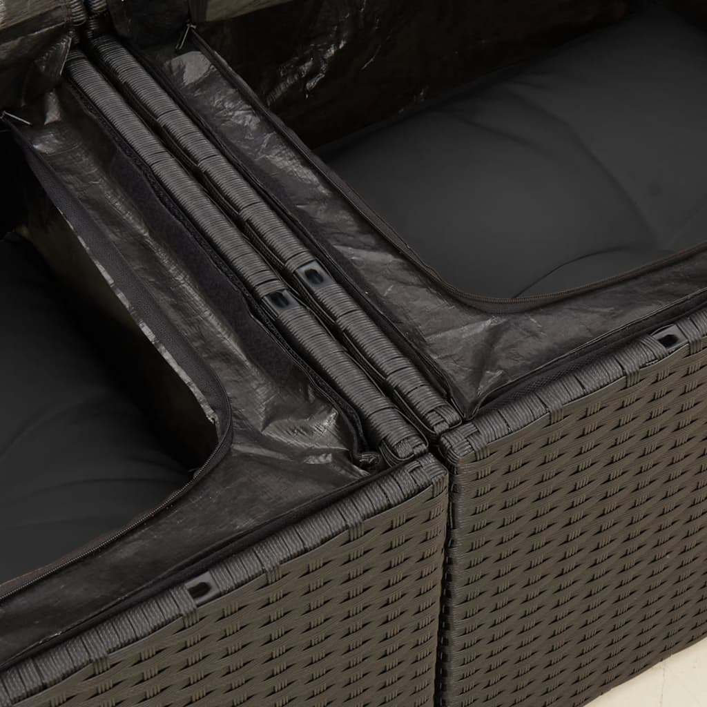 Tuinbank 2-zits met kussens poly rattan zwart is nu te koop bij PeponiXL, paradijselijk wonen!