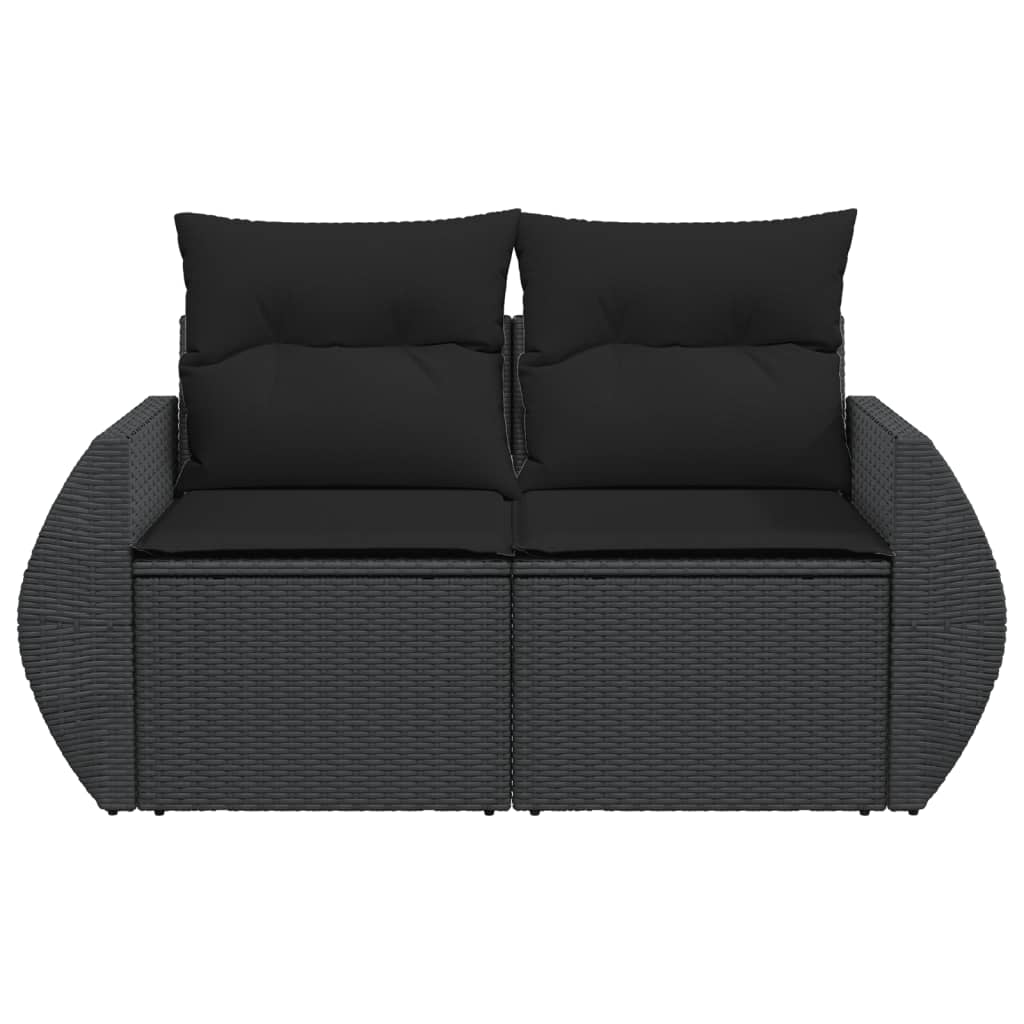 Tuinbank met kussens 2-zits zwart poly rattan is nu te koop bij PeponiXL, paradijselijk wonen!