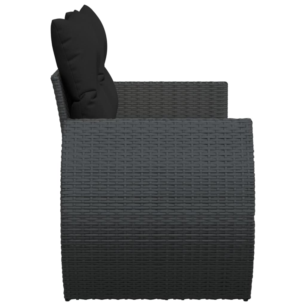Tuinbank met kussens 2-zits zwart poly rattan is nu te koop bij PeponiXL, paradijselijk wonen!