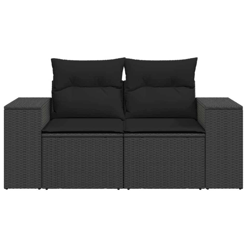 Tuinbank met kussens 2-zits zwart poly rattan is nu te koop bij PeponiXL, paradijselijk wonen!