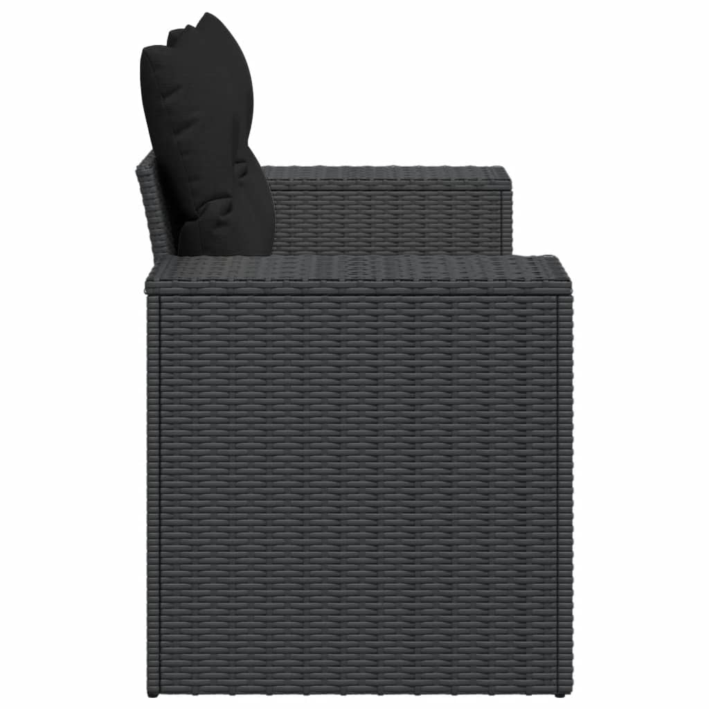Tuinbank met kussens 2-zits zwart poly rattan is nu te koop bij PeponiXL, paradijselijk wonen!