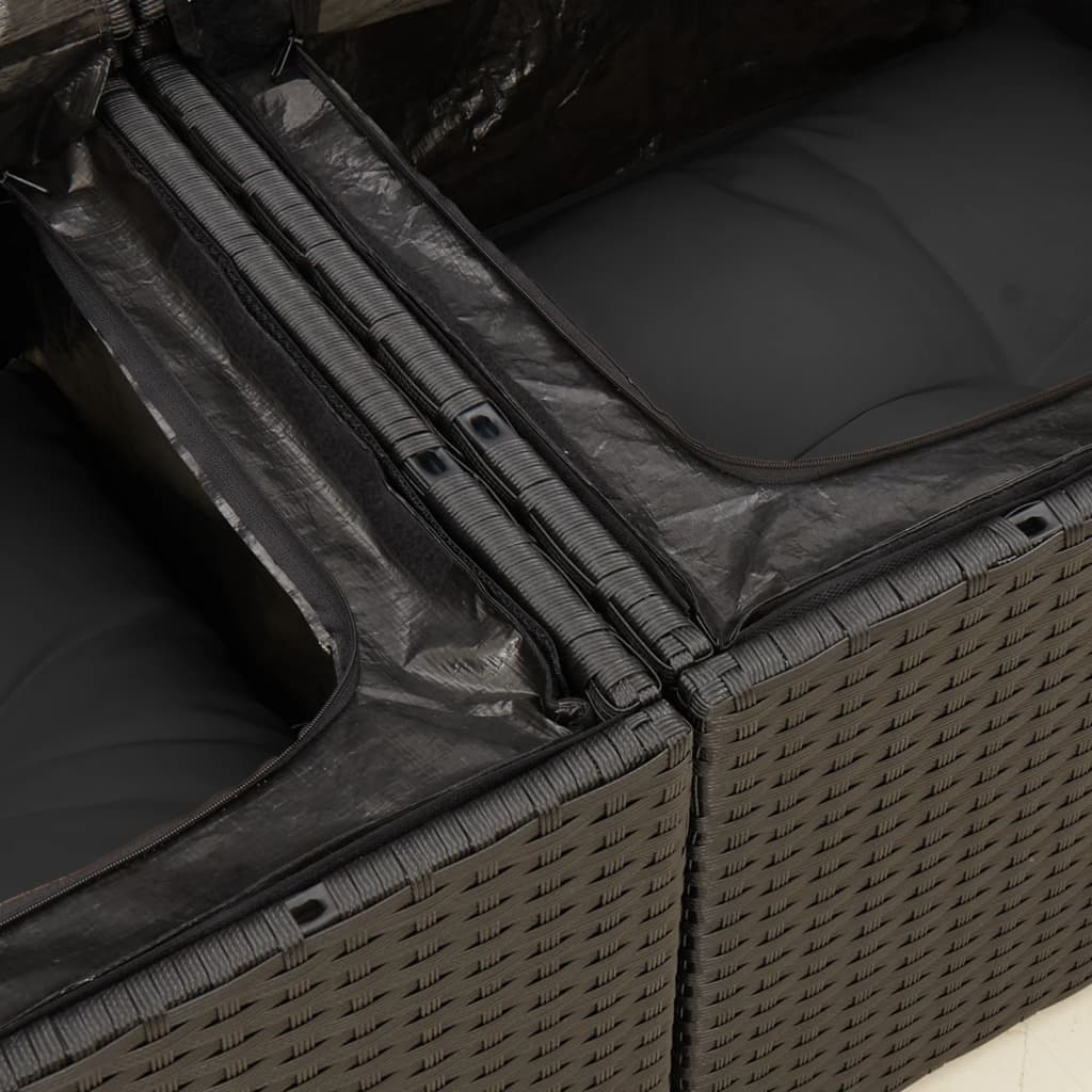 Tuinbank met kussens 2-zits zwart poly rattan is nu te koop bij PeponiXL, paradijselijk wonen!