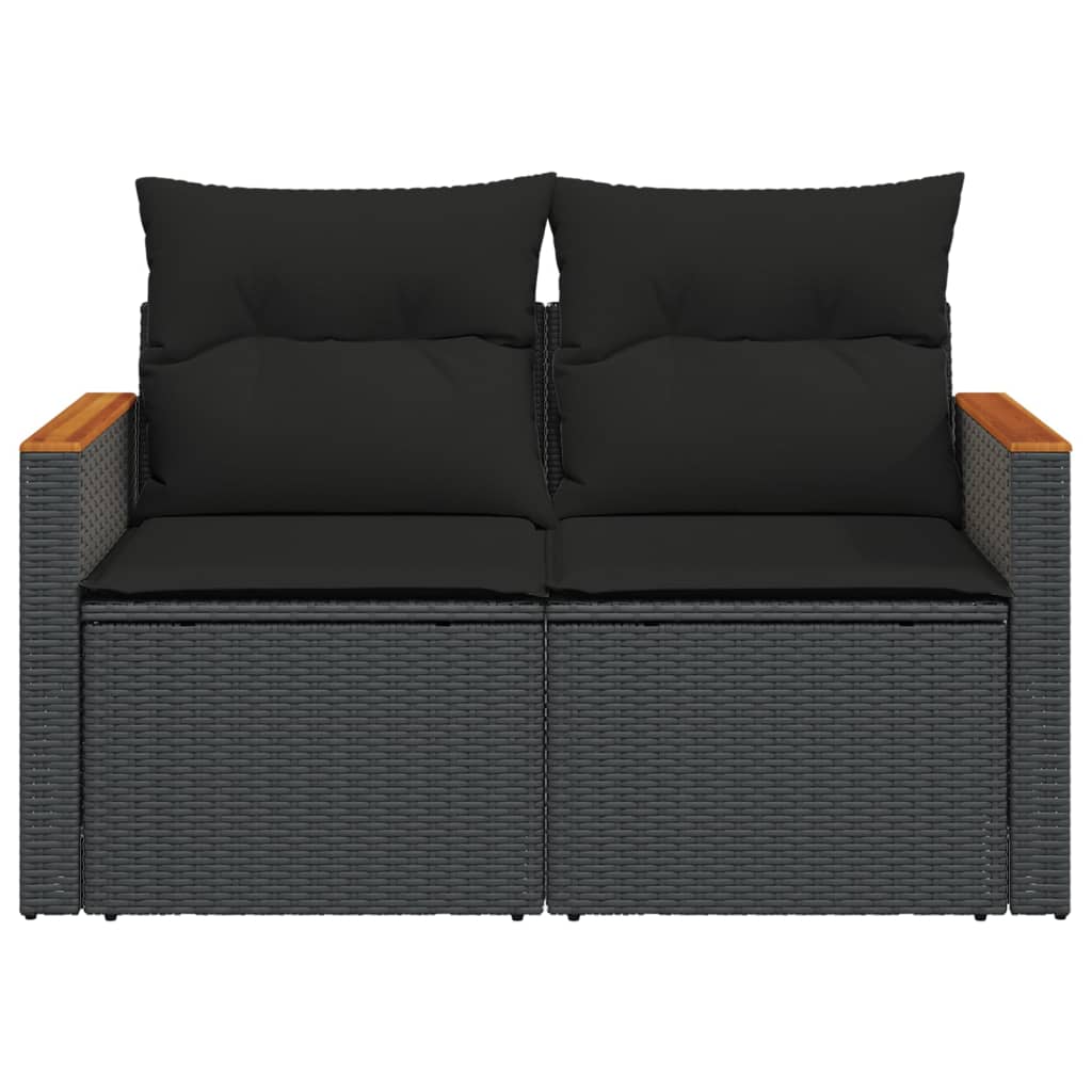 Tuinbank 2-zits met kussens poly rattan zwart is nu te koop bij PeponiXL, paradijselijk wonen!