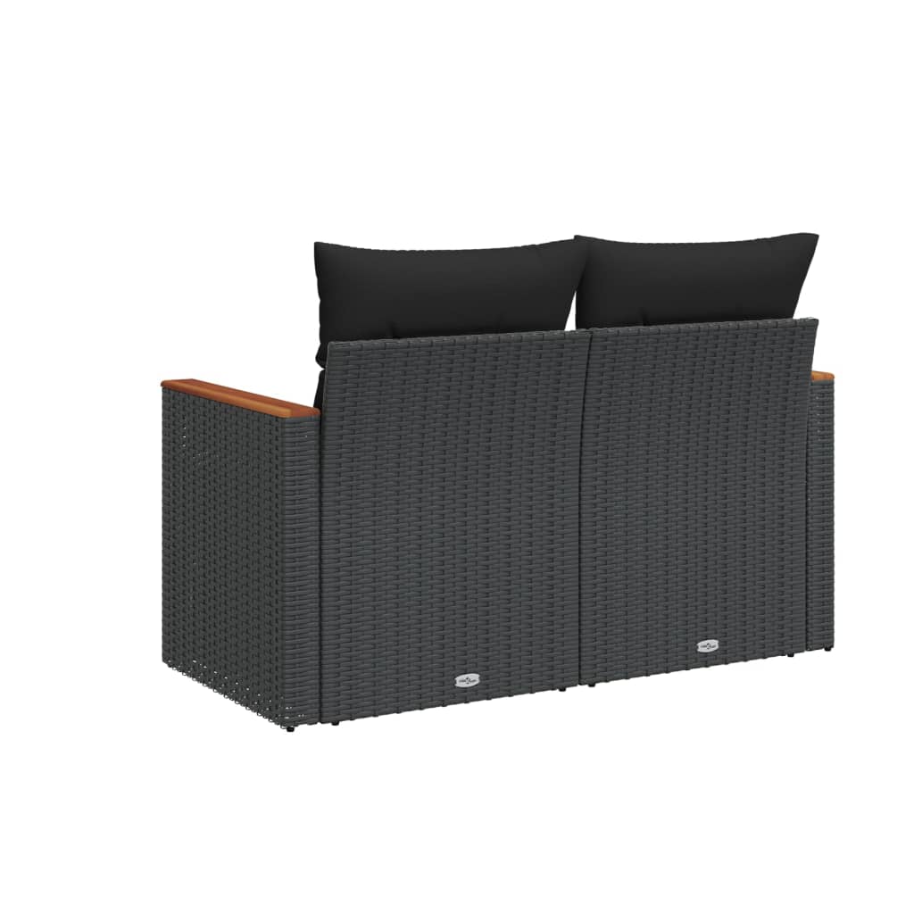 Tuinbank 2-zits met kussens poly rattan zwart is nu te koop bij PeponiXL, paradijselijk wonen!