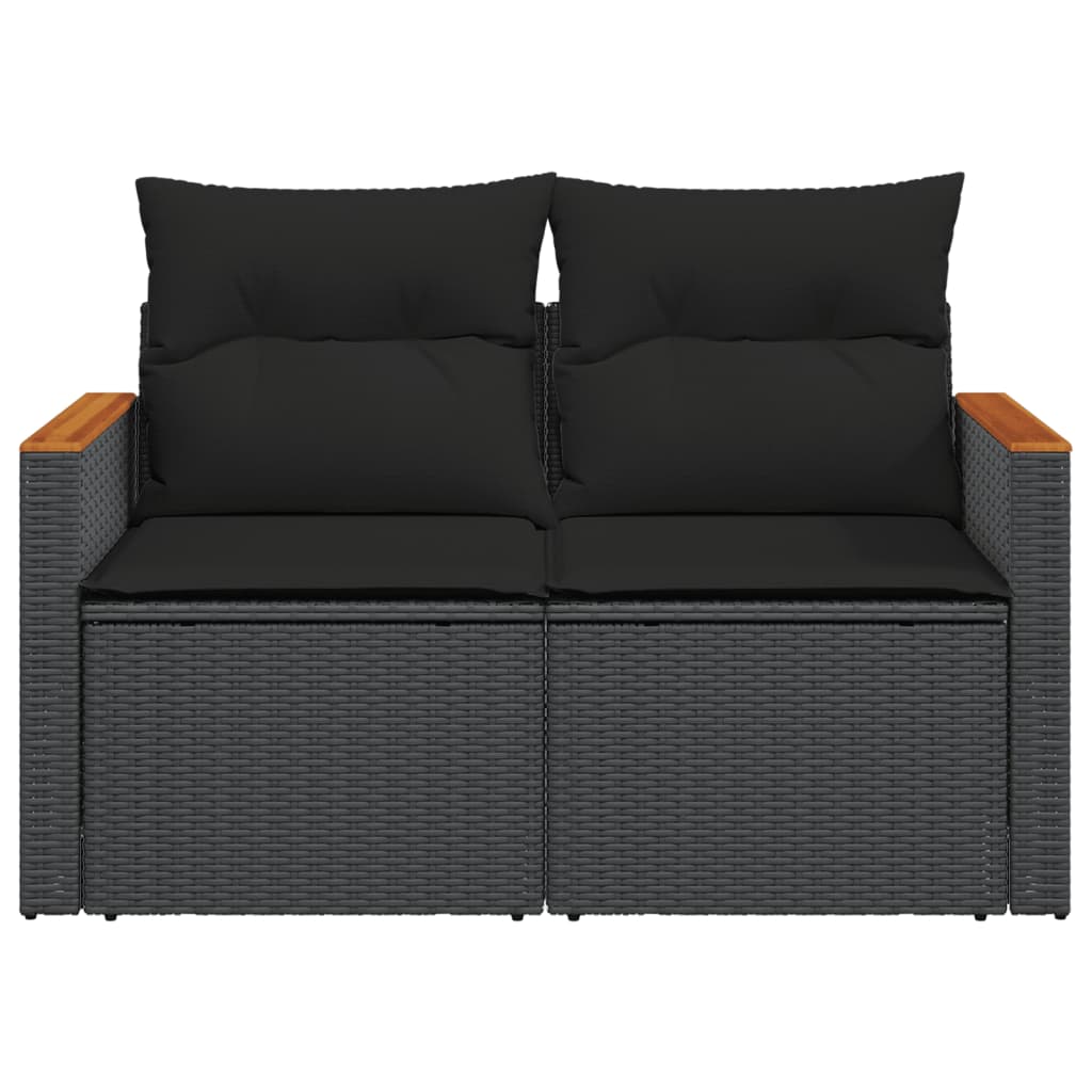 Tuinbank 2-zits met kussens poly rattan zwart is nu te koop bij PeponiXL, paradijselijk wonen!