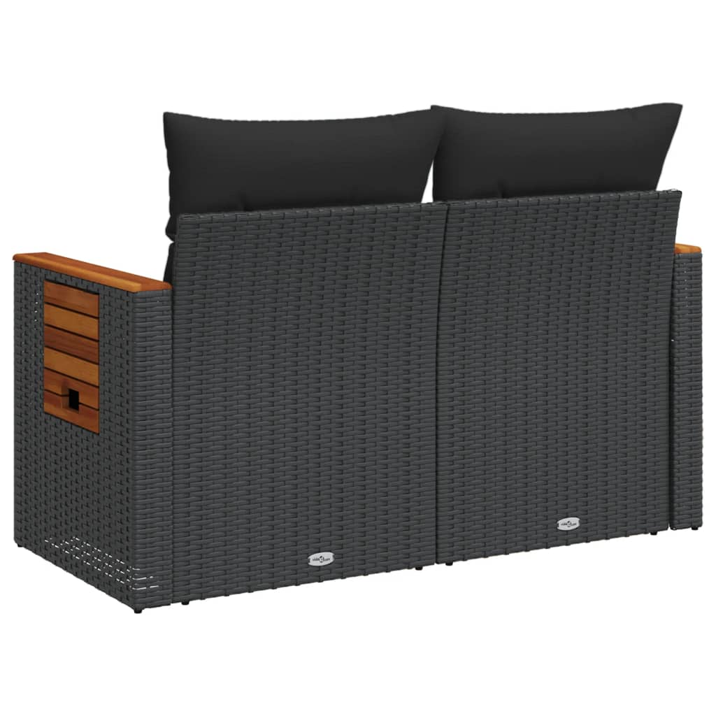 Tuinbank 2-zits met kussens poly rattan zwart is nu te koop bij PeponiXL, paradijselijk wonen!