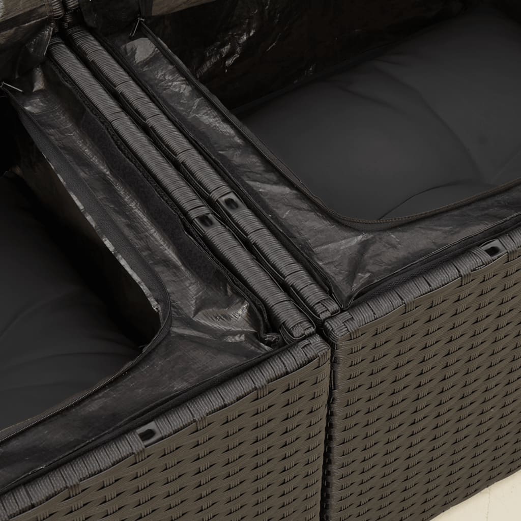 Tuinbank 2-zits met kussens poly rattan zwart is nu te koop bij PeponiXL, paradijselijk wonen!