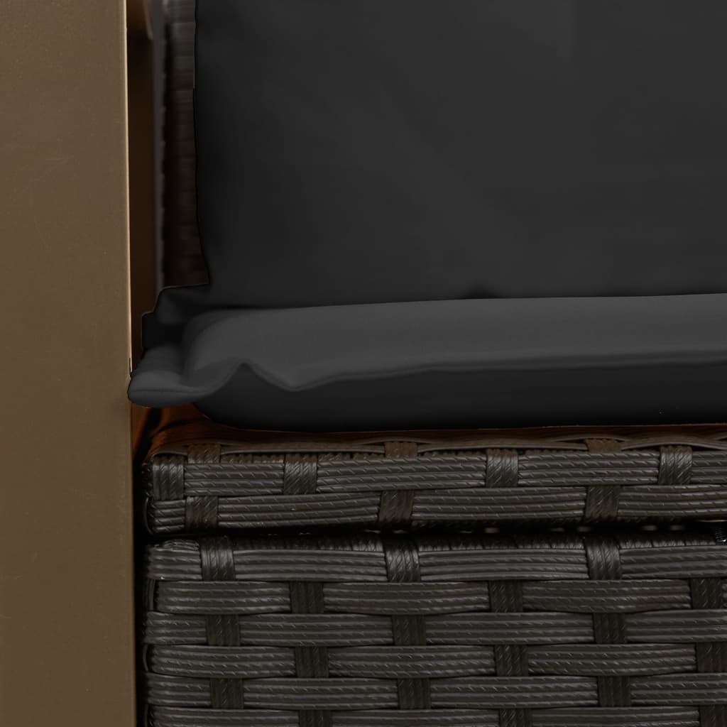 Tuinbank met kussens 2-zits zwart poly rattan is nu te koop bij PeponiXL, paradijselijk wonen!