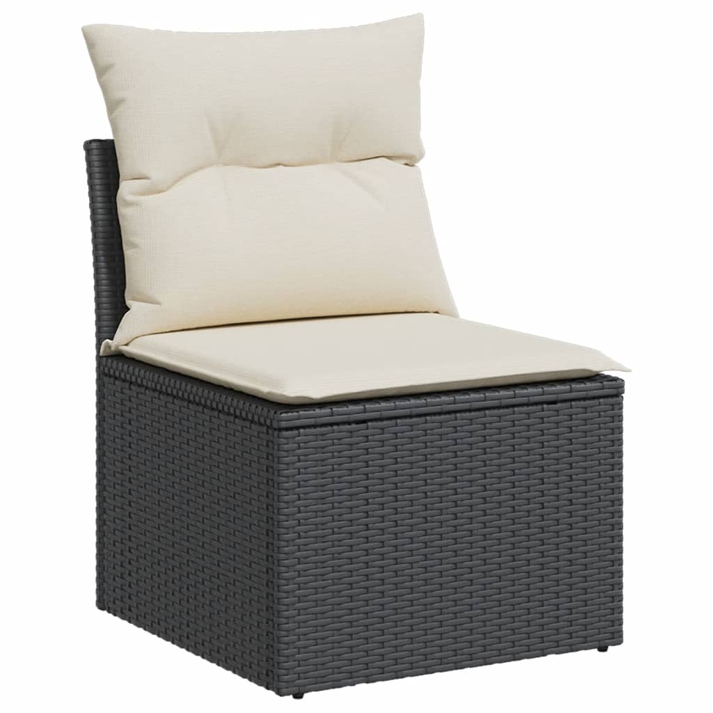 Tuinbank zonder armleuning met kussens poly rattan zwart is nu te koop bij PeponiXL, paradijselijk wonen!