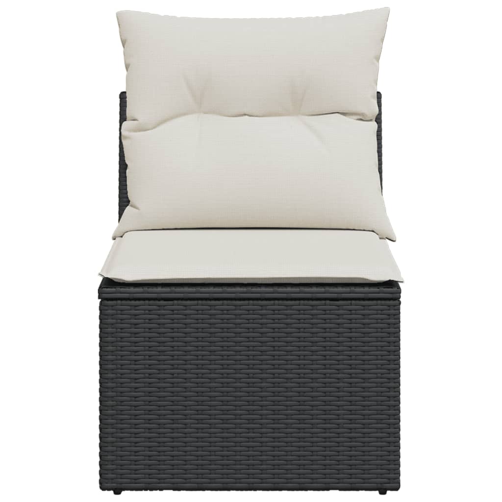 Tuinbank zonder armleuning met kussens poly rattan zwart is nu te koop bij PeponiXL, paradijselijk wonen!