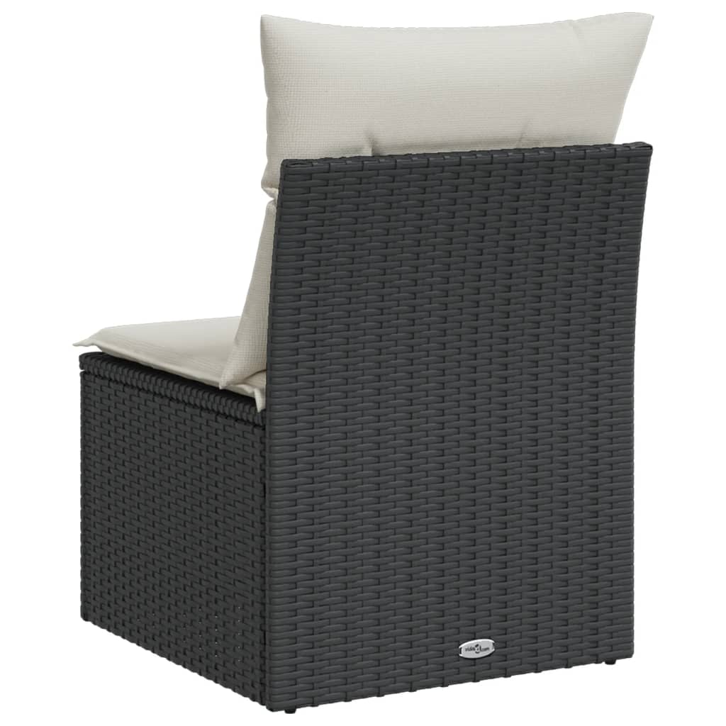 Tuinbank zonder armleuning met kussens poly rattan zwart is nu te koop bij PeponiXL, paradijselijk wonen!