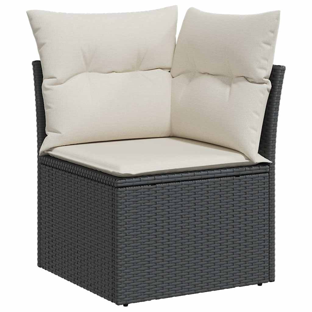 Tuinhoekbank met kussens poly rattan zwart is nu te koop bij PeponiXL, paradijselijk wonen!